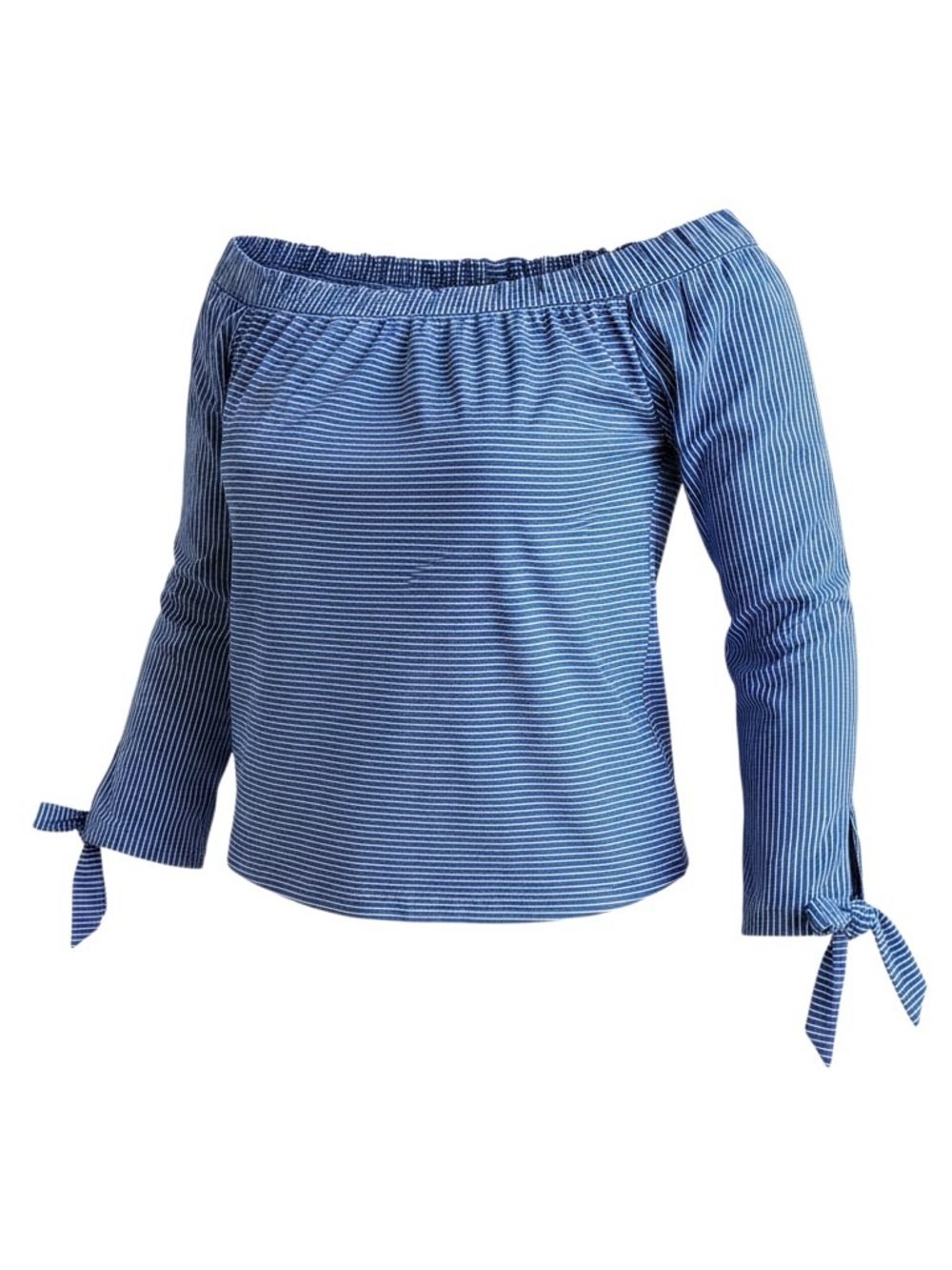 Coastal Pinstripe Off Shoulder Top Nautical Nantucket Boho Preppy Coquette S